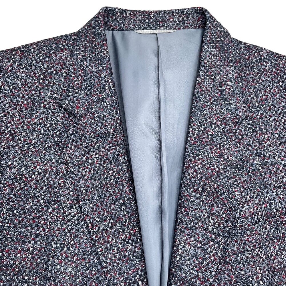 George Lawrence Blazer Men 42 Black Red‎ Wool Tweed Classic Career Jacket VTG